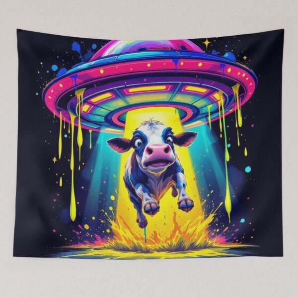 Item preview, Cosmic Cases Whimsical Cow Being Abducted By Aliens designed and sold by WHITE FLAME PRINTS.
