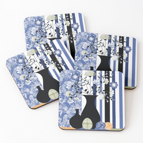 Item preview, 025 Floral Vase on Striped Background designed and sold by nikoart001.