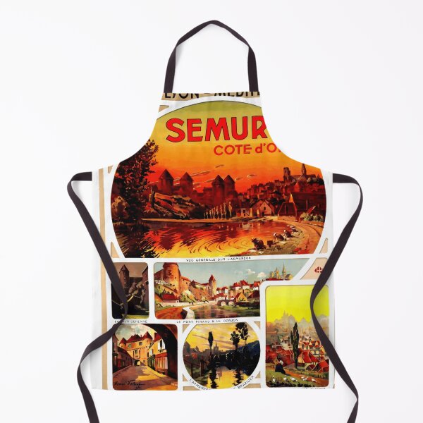Item preview, Vintage Art Deco Poster | Semur-en-Auxois Travel Art | PLM Railway | Historic French Town | Medieval Architecture & Warm Colors designed and sold by artofuniverse.
