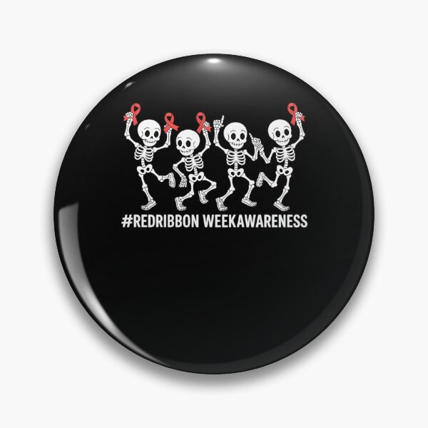 Artikelvorschau, Red Ribbon Woche Bewusstsein Skelett Halloween Frauen Männer Kinder entworfen und verkauft von JulienAureo.
