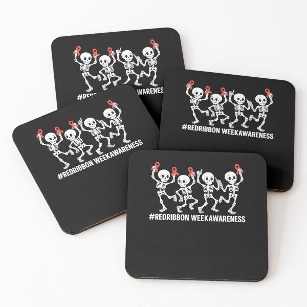 Artikelvorschau, Red Ribbon Woche Bewusstsein Skelett Halloween Frauen Männer Kinder entworfen und verkauft von JulienAureo.