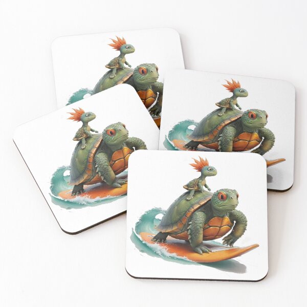 Item preview, Surf’s Up – Turtle with Baby Riding the Waves designed and sold by CrazyDropShop.