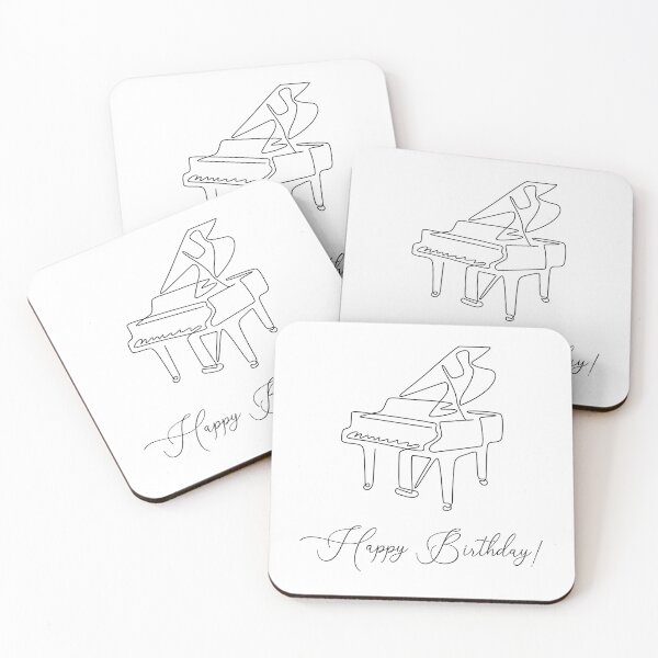 Item preview, Piano Happy Birthday Greetings lineart designed and sold by EmeraldMusic.