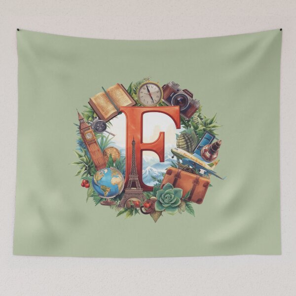 Item preview, Adventure Awaits – Vintage Travel Letter F Monogram | Wanderlust Globe & Airplane Design for Explorers and Dreamers designed and sold by AmenAlways.