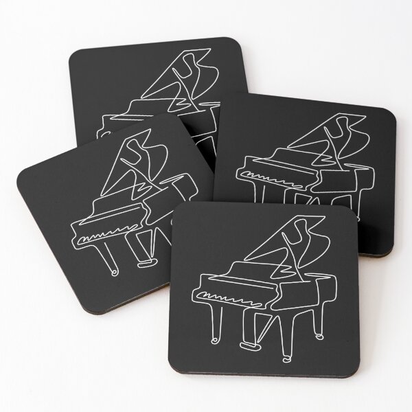 Item preview, Single White Lineart Piano – Elegant Minimal Music Art designed and sold by EmeraldMusic.