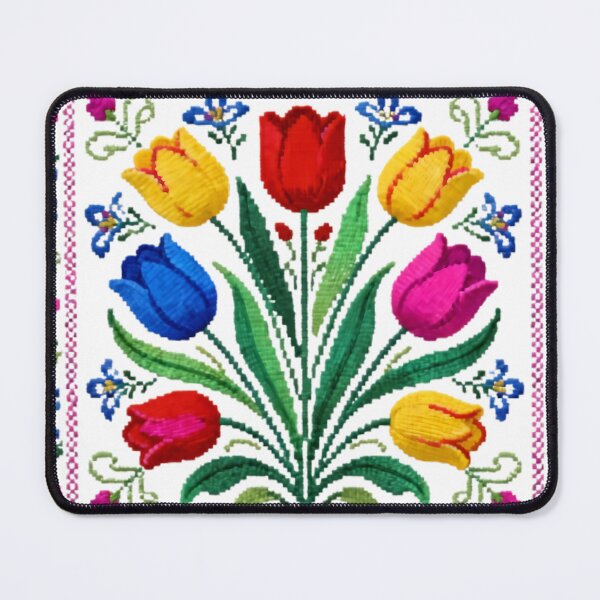 Item preview, Finely Stitched Symmetrical Floral Embroidery | Vibrant Traditional Folk Motif designed and sold by Maximilianos.