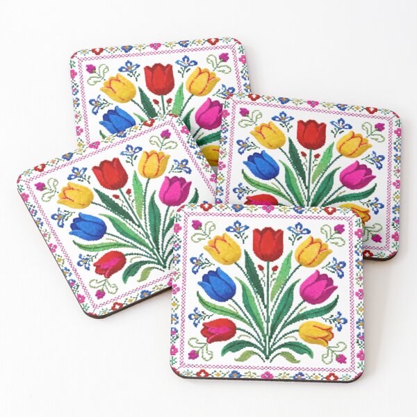 Item preview, Finely Stitched Symmetrical Floral Embroidery | Vibrant Traditional Folk Motif designed and sold by Maximilianos.