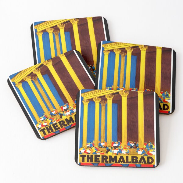 Item preview, Vintage Art Deco Travel Poster | Thermalbad Ragaz Switzerland | Bold Vibrant Colors & Classic Elegance | Wellness Spa designed and sold by artofuniverse.