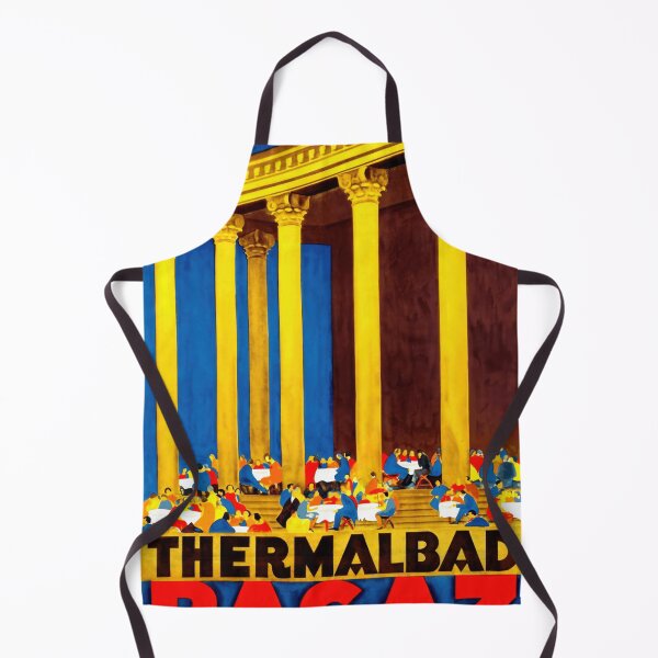 Item preview, Vintage Art Deco Travel Poster | Thermalbad Ragaz Switzerland | Bold Vibrant Colors & Classic Elegance | Wellness Spa designed and sold by artofuniverse.