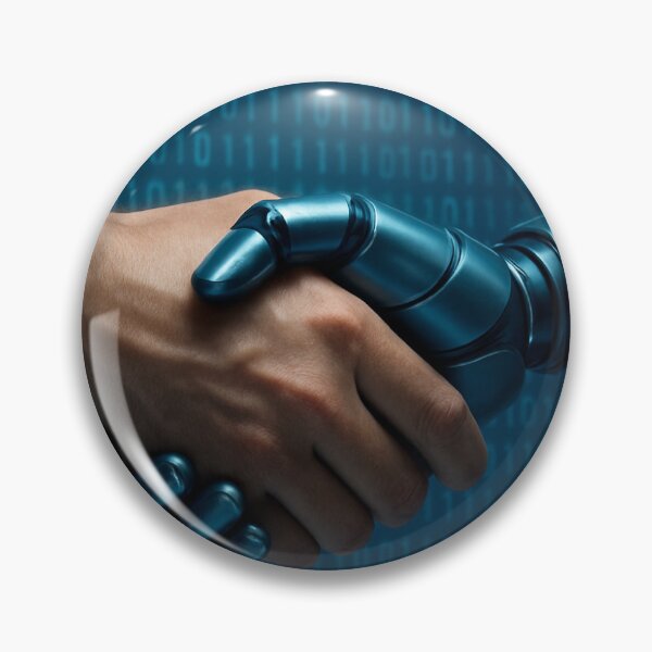 Aperçu de l'œuvre Human and Robot Handshake - Poignée de main entre l'humain et le robot, symbole de technologie et d'intelligence artificielle créée et vendue par Danisa84.