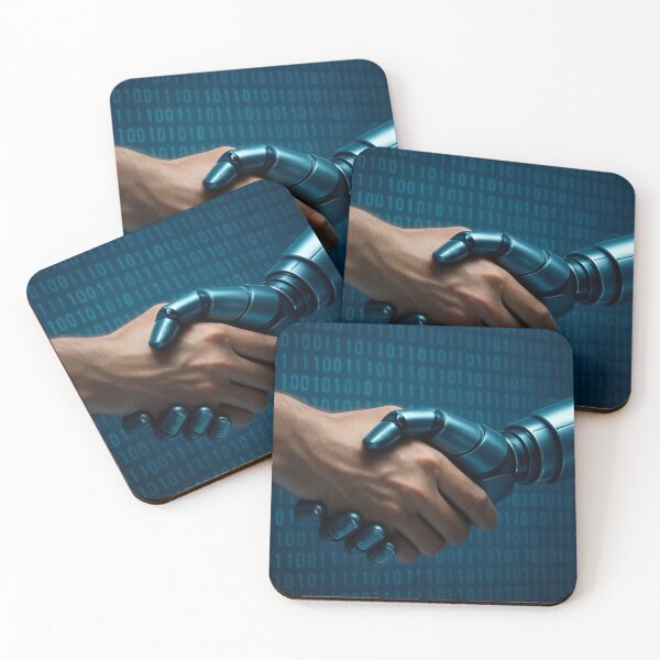 Item preview, Human and Robot Handshake - Handshake between human and robot, symbol of technology and artificial intelligence designed and sold by Danisa84.