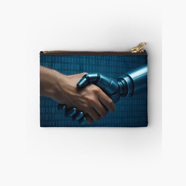 Artikelvorschau, Handshake zwischen Mensch und Roboter - Handshake zwischen Mensch und Roboter, Symbol für Technologie und künstliche Intelligenz entworfen und verkauft von Danisa84.