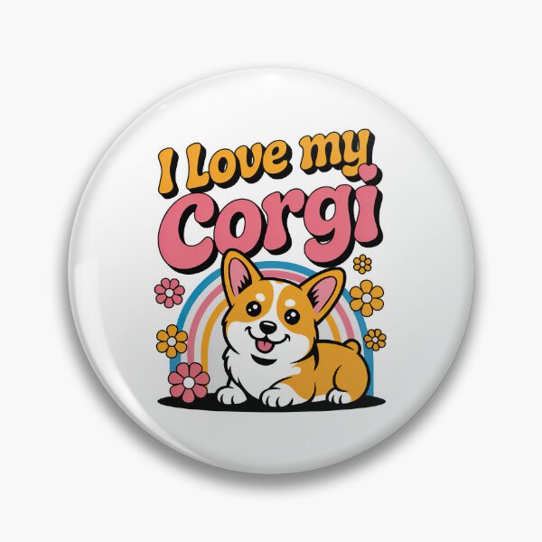 Item preview, I Love My Corgi – Cute Corgi Dog with Rainbow & Flowers designed and sold by graphic-genie.