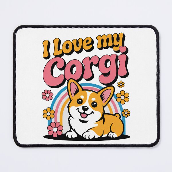 Item preview, I Love My Corgi – Cute Corgi Dog with Rainbow & Flowers designed and sold by graphic-genie.