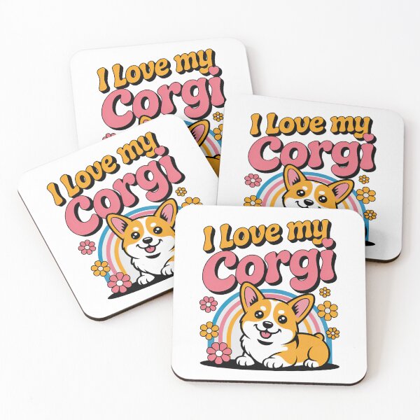 Item preview, I Love My Corgi – Cute Corgi Dog with Rainbow & Flowers designed and sold by graphic-genie.