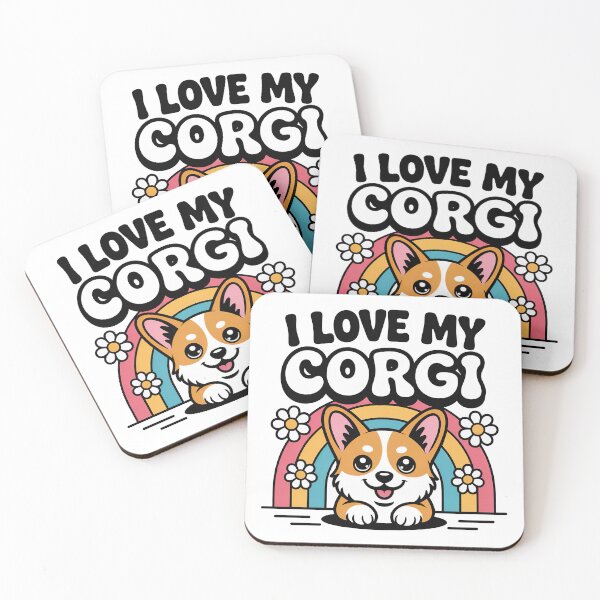 Item preview, I Love My Corgi – Cute Corgi Dog with Rainbow & Flowe designed and sold by graphic-genie.