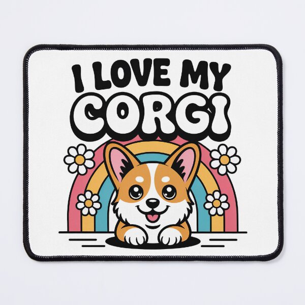 Item preview, I Love My Corgi – Cute Corgi Dog with Rainbow & Flowe designed and sold by graphic-genie.