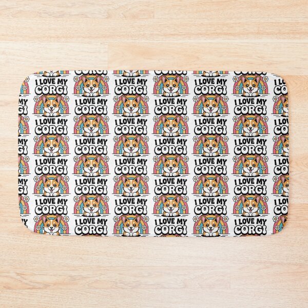 Item preview, I Love My Corgi – Cute Corgi Dog with Rainbow & Flowe designed and sold by graphic-genie.