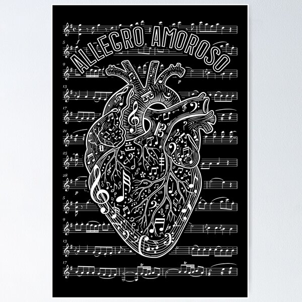 Item preview, Musician Anatomical Heart Allegro Amoroso Sheet Music Notes designed and sold by GrandeDuc.