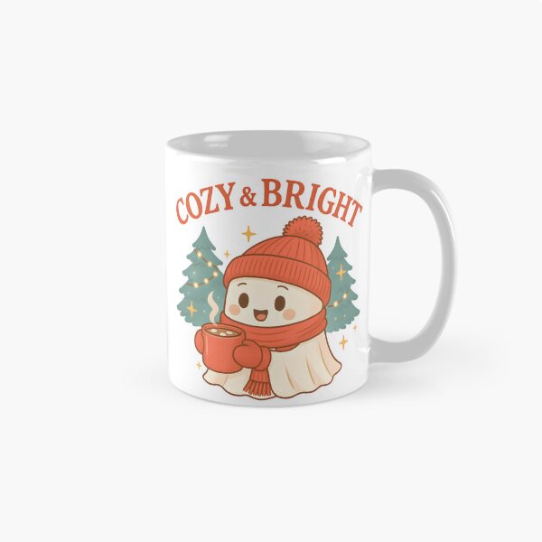 Item preview, Cute Winter Ghost Drinking Cocoa | Cozy Holiday Art for Christmas Gifts designed and sold by LinLuckStudio.