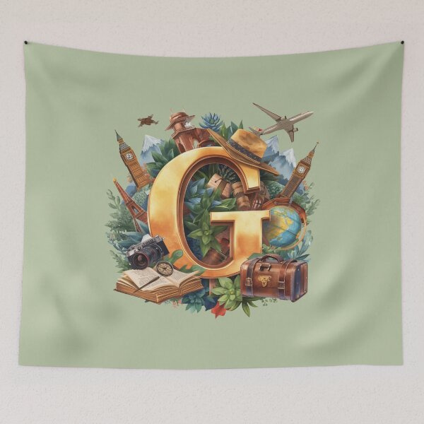 Item preview, Adventure Awaits – Vintage Travel Letter G Monogram | Wanderlust Globe & Airplane Design for Explorers and Dreamers designed and sold by AmenAlways.
