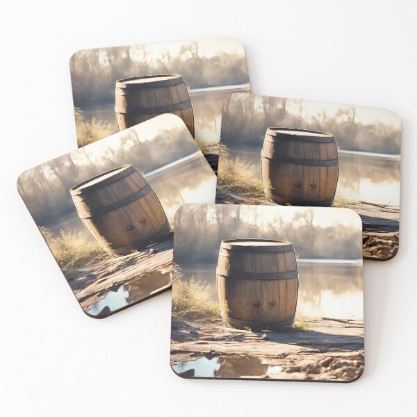 Item preview, Wooden Barrel on Riverbed designed and sold by CalmnessbyChoice.