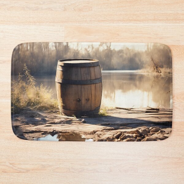 Item preview, Wooden Barrel on Riverbed designed and sold by CalmnessbyChoice.