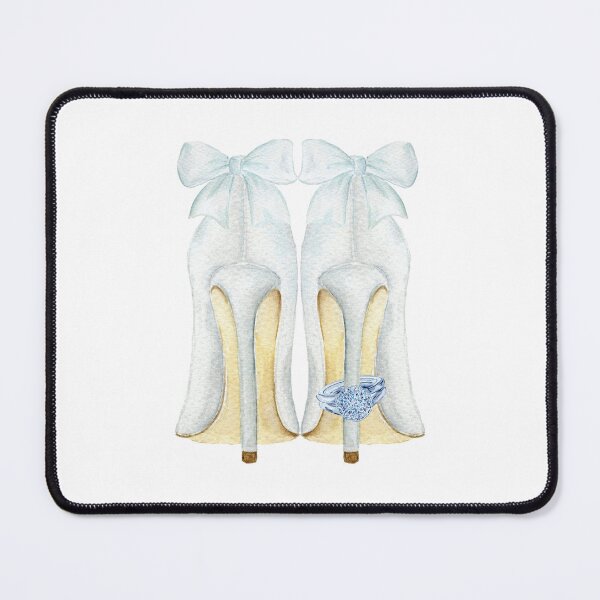 Item preview, Watercolour white wedding shoes with bows and engagement ring designed and sold by cornercroft.
