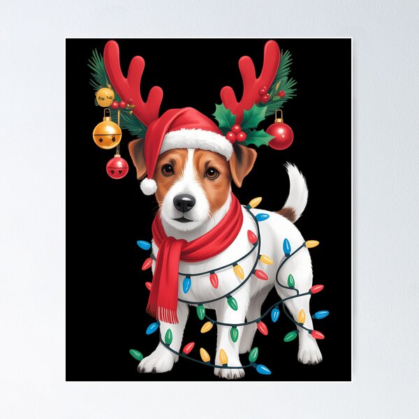 Item preview, Santa jack russell gorgeous reindeer Light Christmas designed and sold by tabdejinti.