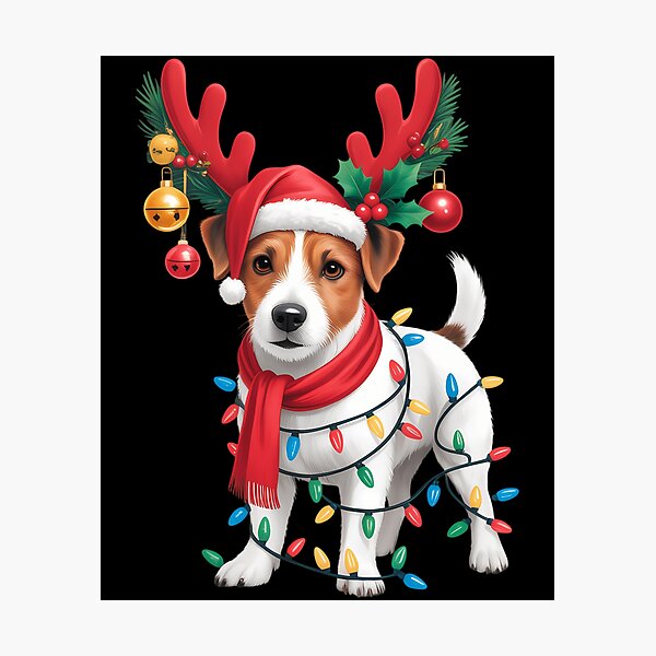 Item preview, Santa jack russell gorgeous reindeer Light Christmas designed and sold by tabdejinti.