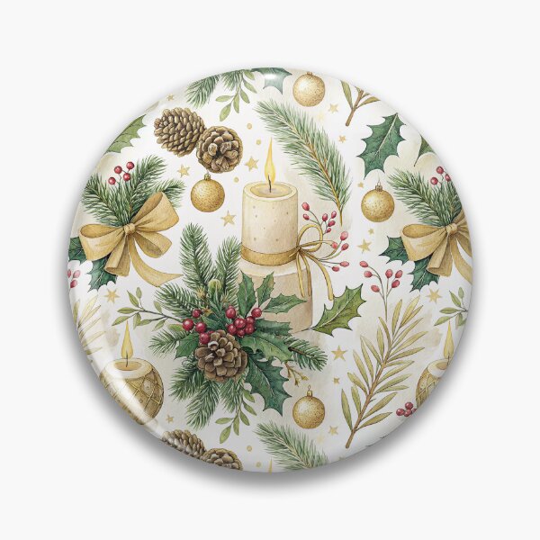 Item preview, Chic Christmas pattern design with gold bows and lit candles designed and sold by Merrylands Artshop.