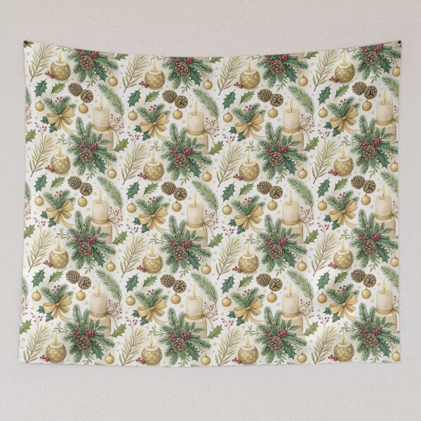 Item preview, Chic Christmas pattern design with gold bows and lit candles designed and sold by Merrylands Artshop.
