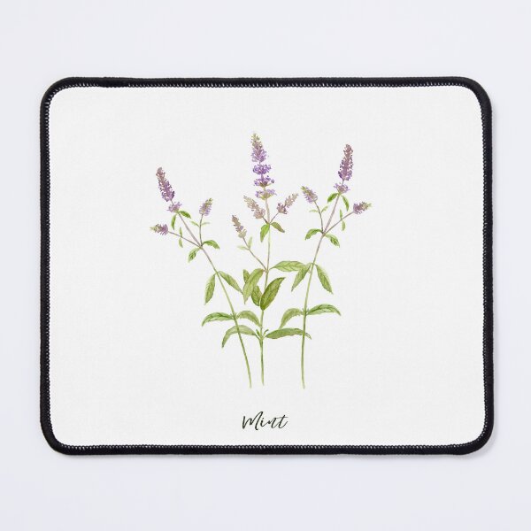 Item preview, WAterclour herb mint in purple flowers designed and sold by cornercroft.