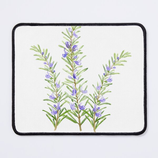 Item preview, Botanical illustration of herb rosemary in purple flowers designed and sold by cornercroft.