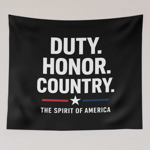 Item preview, Duty. Honor. Country. – Patriotic Typography Design (Dark Background Edition) designed and sold by Globalcitytees.