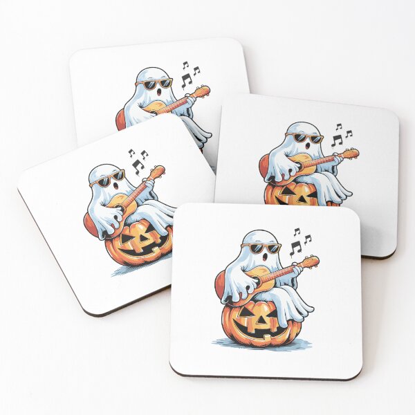 Item preview, Ghost with Guitar Cool Halloween Music designed and sold by MuniraWearify.