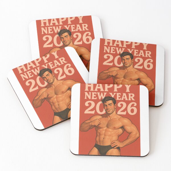 Item preview,  Happy New Year 2026 Gay Greeting with Muscular Man designed and sold by Aryabek.
