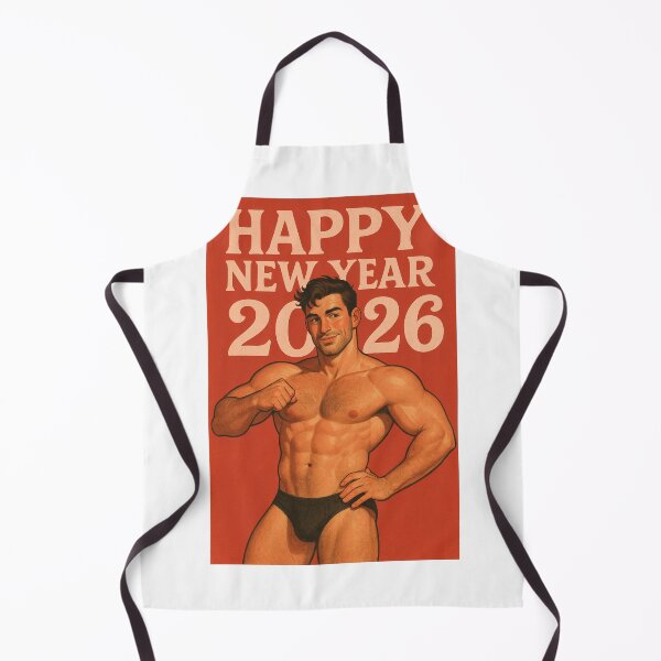 Item preview, Happy New Year 2026 Gay Greeting with Muscular Man designed and sold by Aryabek.