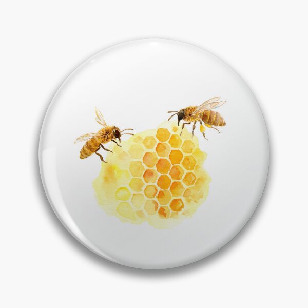 Item preview, Watercolor illustration of bee on honeycomb designed and sold by cornercroft.