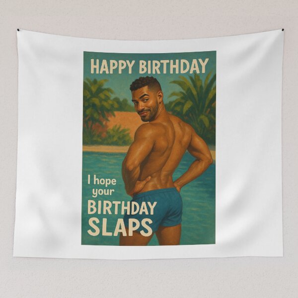 Item preview,  Gay Birthday Greeting with Swimmer – Hope Your Birthday Slaps designed and sold by Aryabek.