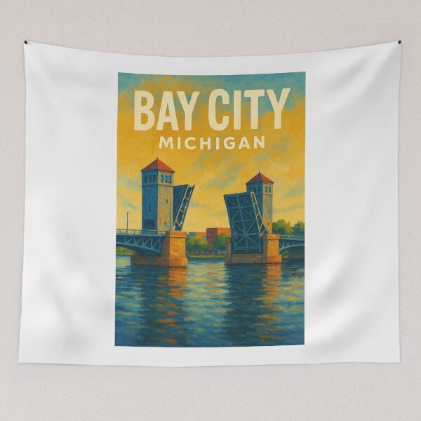 Item preview,  Bay City Michigan Drawbridge Over Saginaw River designed and sold by Aryabek.