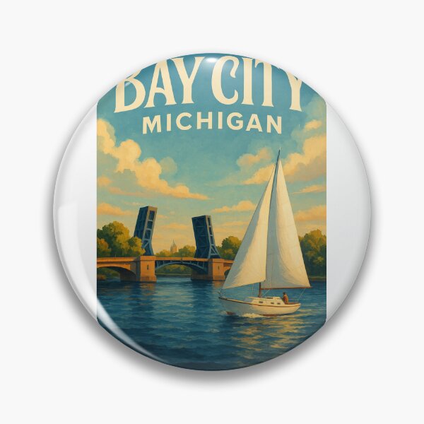 Item preview,  Bay City Michigan Sailboat Scene on the Saginaw River designed and sold by Aryabek.