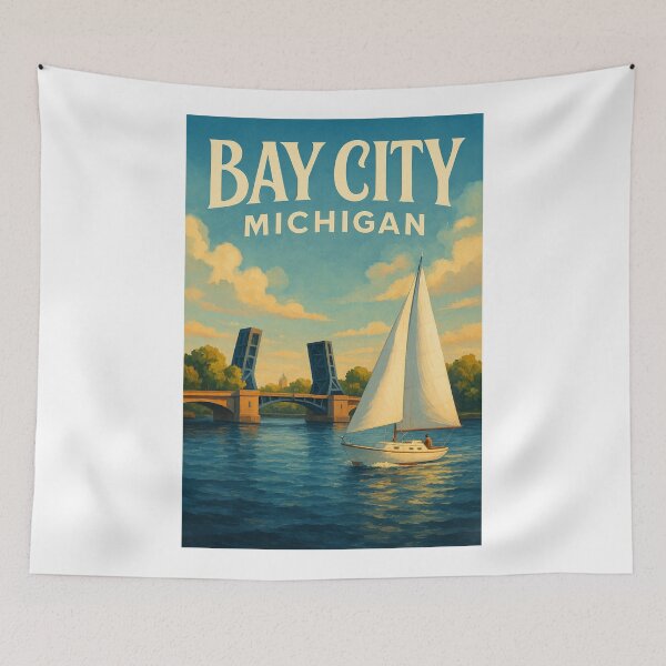 Item preview,  Bay City Michigan Sailboat Scene on the Saginaw River designed and sold by Aryabek.