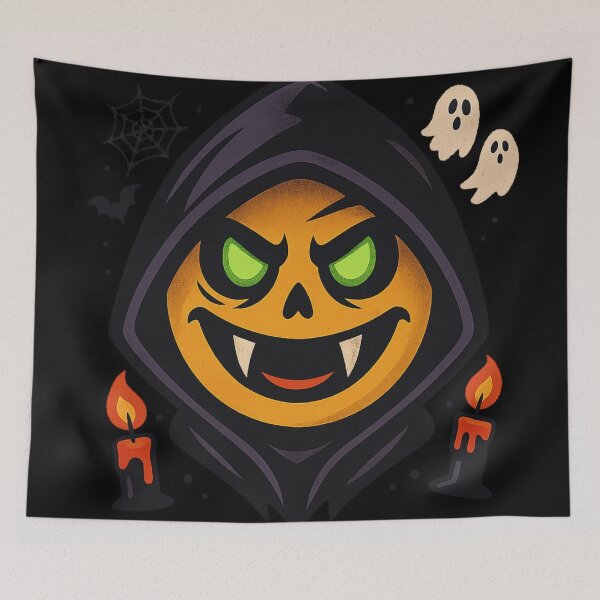 Item preview, Halloween Smiley – Vampiric pumpkin in a hooded cape designed and sold by Eric Nagel.