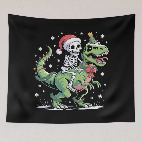 Item preview, Santa Skeleton Riding T-Rex Christmas Reindeer Lover designed and sold by ticlitule.