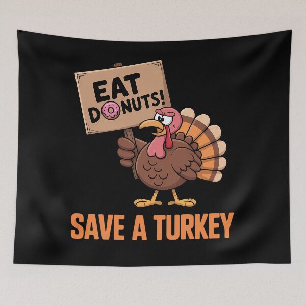 Item preview, Save The Turkeys Eat Donuts Funny Thanksgiving Turkey Day designed and sold by ticlitule.