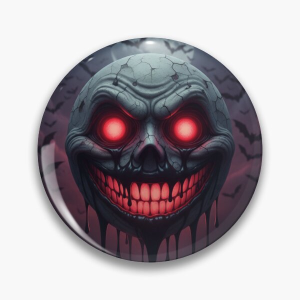 Item preview, Creepy smiley face dripping black goo, glowing red eyes, and bats flying in the background designed and sold by 3K.clare.