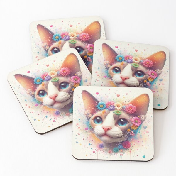 Item preview, Devon Rex Cat Surrounded by Flowers designed and sold by Cuddle critters.