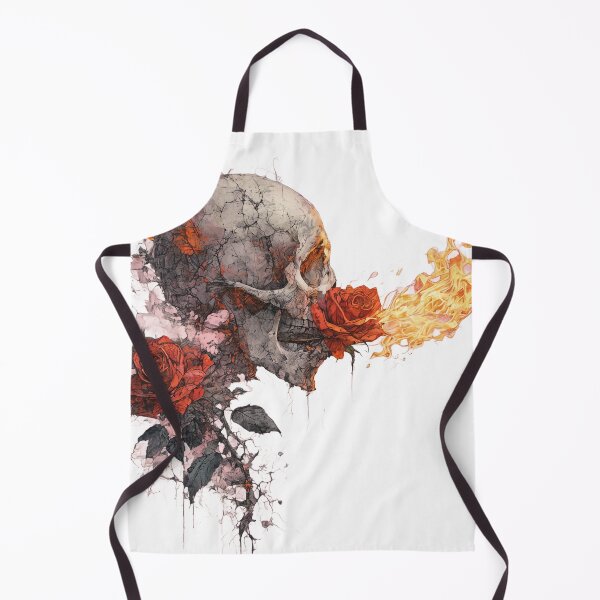 Item preview, Flaming Skull With Roses designed and sold by MKFashionLab.