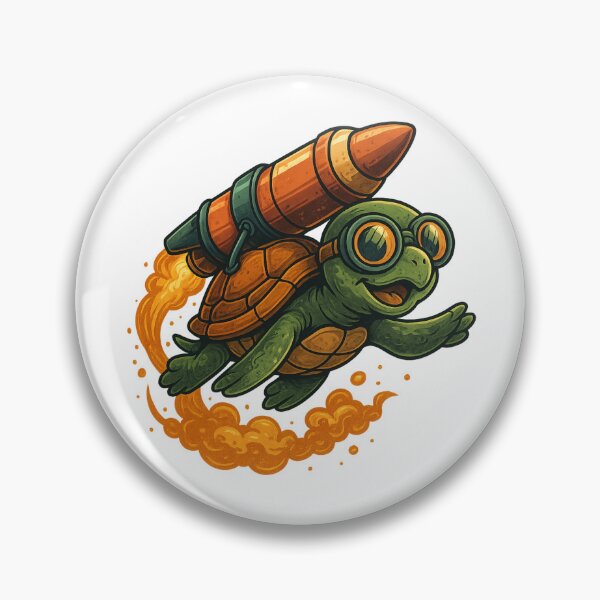 Item preview, Flying Turtle with Rocket & Goggles – Cartoon Illustration designed and sold by 9toNein.